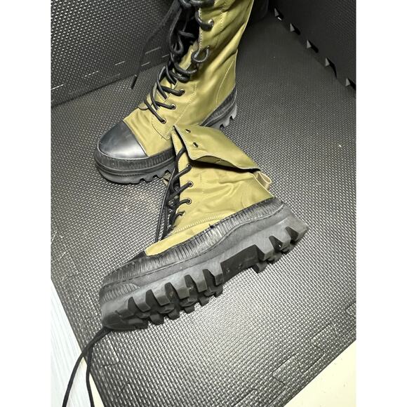 Free People Women's Goldie Lug Sole Lace-Up Boots Khaki Green Fold Over 36 US 6 - Picture 10 of 11